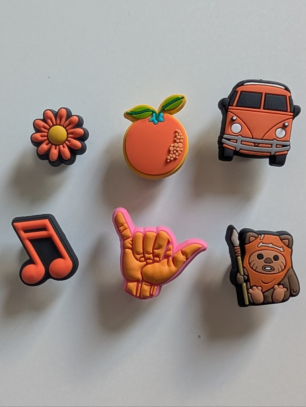 Set of 6 Crocs Charms (Jibbitz) - orange